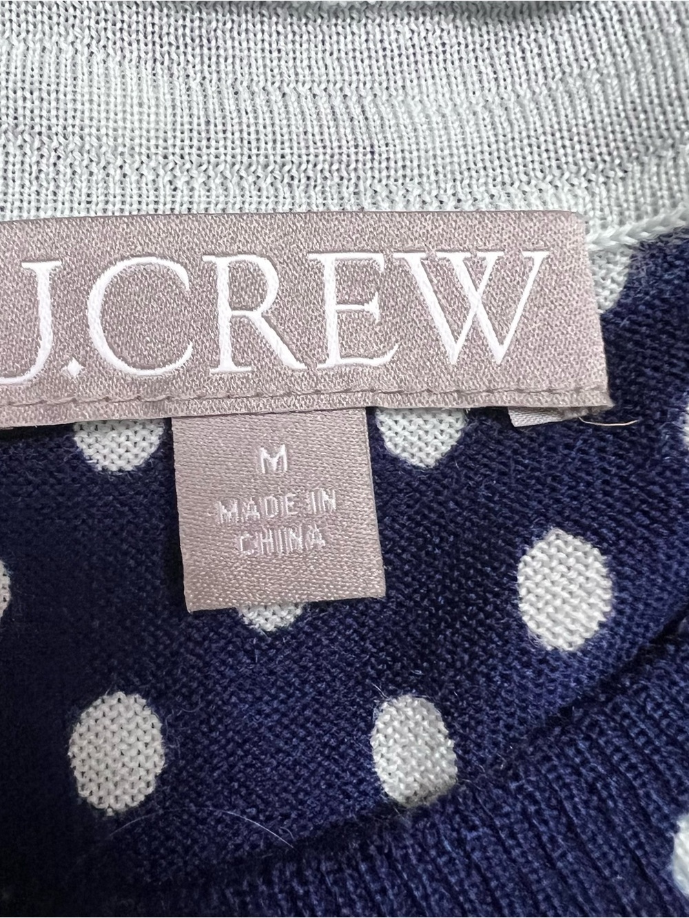 J. Crew Women’s Carolyn Cardigan Navy White Polka-Dot 100% Merino Wool sz Med - Picture 9 of 14
